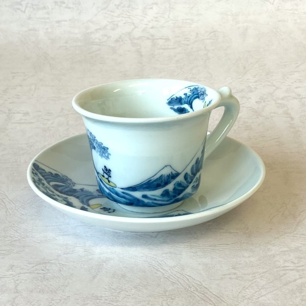画像1: 波乗りパンダ　コーヒー碗皿（1） (1)